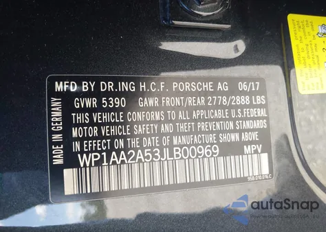 2018 Porsche Macan from USA, damaged, VIN WP1AA2A53JLB00969